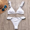 TIY Women Apparel Sweet Flouncing Design Young Girl Solid Color 2 Pieces Swimsuit TIY