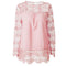 Sweet Women Solid Color Hollow Lace Round Neck Blouse