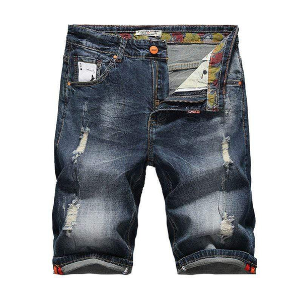 Top Quality Vintage Slim Men's Denim Shorts With Holes