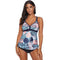 Tropical Leaf Printed Women Drawstring Pattern Padded Two-pieces Swimsuits