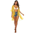 Unique Bright Color See-through Sheer Fabric Flare-sleeve Cover Ups