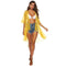 Unique Bright Color See-through Sheer Fabric Flare-sleeve Cover Ups