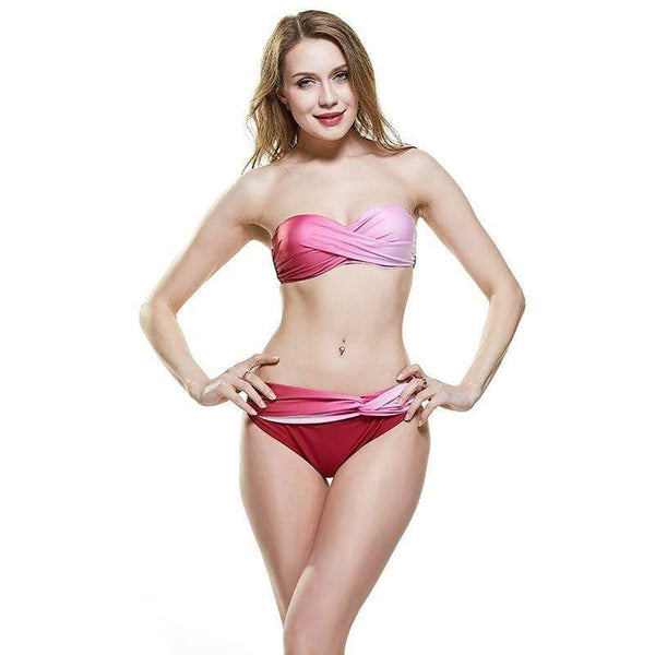 Unique Gradient Color Design Women Strapless Two-pieces Bikinis