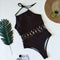 Unique Halter Neck Women Sexy Hollow Out One-piece Plain Swimwear