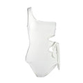 Unique One Shoulder Side Knotted Hollow Design Women One-piece Swimwear