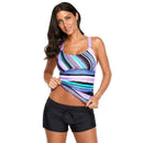 Unique Stripe Pattern Tie-dye Women Padded Swimwear Top