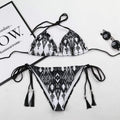 TIY Women Apparel Vintage Ethnic Style Women Graphic Print Lace-up Two-pieces Bikini TIY
