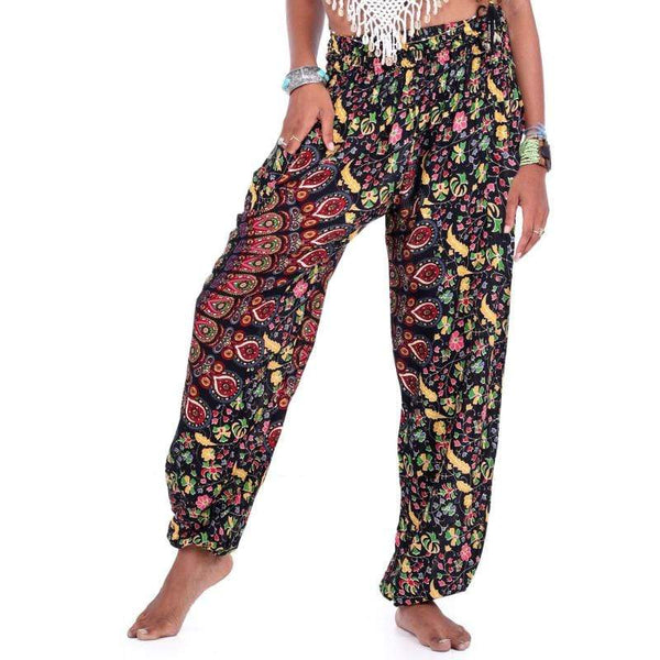 TIY Women Apparel Vintage Style Women Casual Loose Pattern Sunflower Printed Yoga Pants TIY