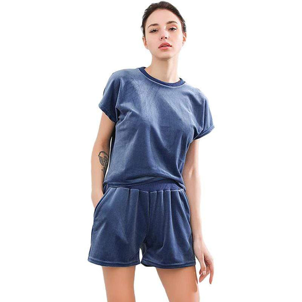 TIY Women Apparel Vintage Style Women Solid Color Velvet Fabric Casual Style Sports Shorts TIY