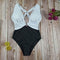 TIY Women Apparel Vintage Women Color Blocking Hollow Design One-piece Swimsuit TIY
