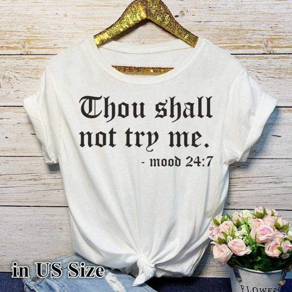 Vintage Words Printed Women Loose Pattern Summer T-shirt