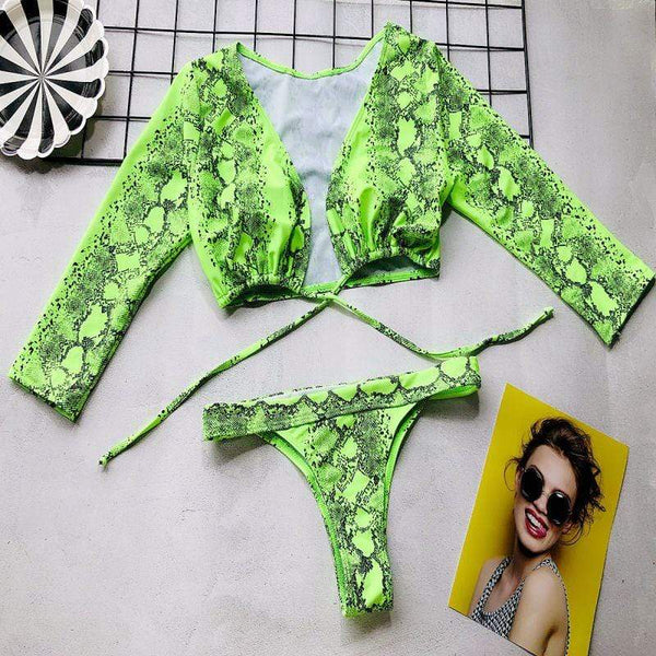 Women Sexy Snakeskin Print Two-pieces  Bikini Swimwear