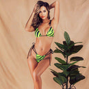 Women Sexy Spaghetti Strap Design Animal Print Two-pieces Bikini Swimwear