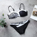 Women Sexy Summer Strapless Color Blocking Design Two-piece Swimwear
