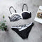 Women Sexy Summer Strapless Color Blocking Design Two-piece Swimwear