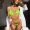 Women Sexy Transparent Spaghetti Strap Solid Color Two-pieces Bikini Swimwear