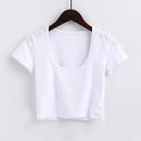 Women Sexy U Neck Summer Solid Color Basic Tee
