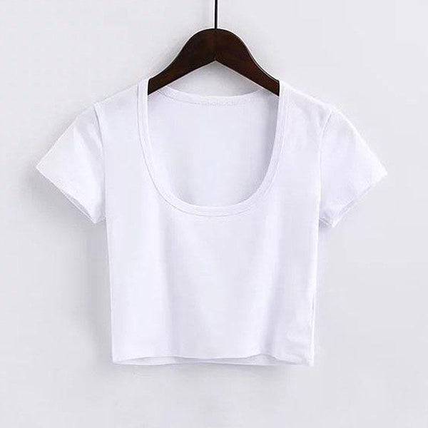 Women Sexy U Neck Summer Solid Color Basic Tee