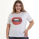 Women Simple Print Design Casual Style Short Sleeves Plus Size T-shirt