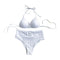 Women Simple Solid Color Design High-waisted Halter Pattern Swimsuit