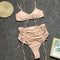 Women Solid Color Lace-up High-waisted Two-pieces Tankini Swimwear