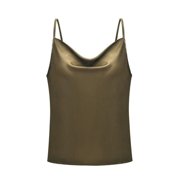 Women Solid Color Loose Pattern Spaghetti Strap Adjustable Camisole
