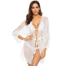 Women Solid Color Oversized Design Long-sleeve Summer Bikini Cover Ups