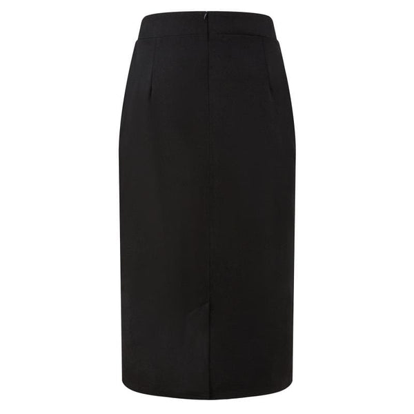 Women Solid Color Plus Size Buttoned Pencil Skirt
