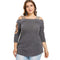 Women Unique Hollow Out Cool Shoulder Solid Color Casual T-shirt
