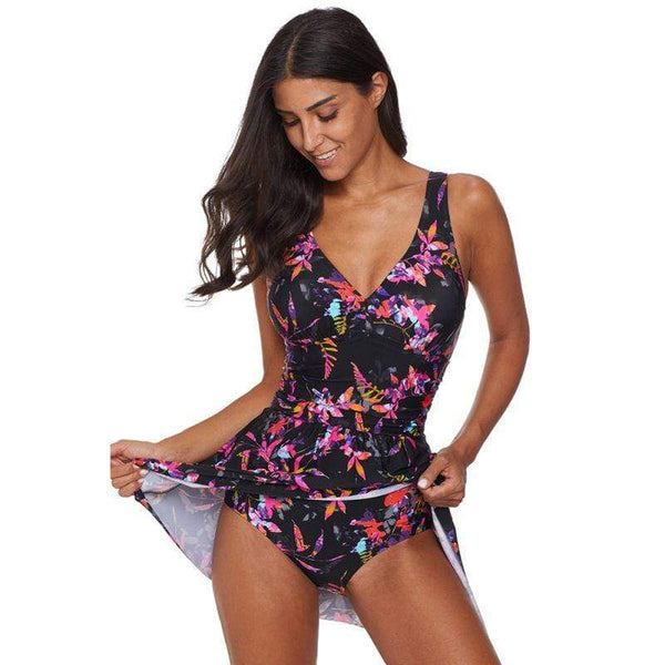 Women V Neck Figure Flattering One-piece Overlap Swimwear