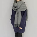 Women Winter Fashion Simple Warm Imitation Cashmere Tassel Scarf