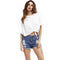 Young Women College Style Simple Design Letters Printed Short Sleeves Crop Top