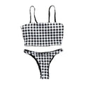 Young Women Sweet Check Pattern Tank Top Two-piece Swimsuit