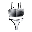 Young Women Sweet Check Pattern Tank Top Two-piece Swimsuit