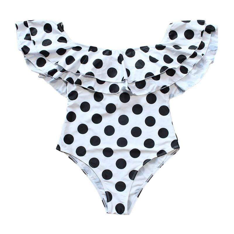 Young Women Sweet Polka Dot Printed Flouncing Design One-piece Swimsuit