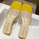 TIY Women Shoes Office Women Summer Open Toe Transparent Upper Chunky Heels Slippers Shoes TIY