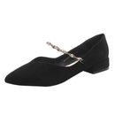 TIY Women Shoes Rhinestone Decor Chain Design Pointed-toe Suede Upper Low Heel Shoes TIY