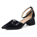 TIY Women Shoes Simple Style Pointed Toe Buckle Ankle Strap Chunky Heel Shoes TIY