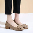 TIY Women Shoes Square-shaped Metal Decor Suede Upper Chunky Heel Shoes TIY