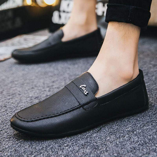 Summer Fashion PU Upper Metal Letter Accessory Decor Solid Color Loafers Shoes
