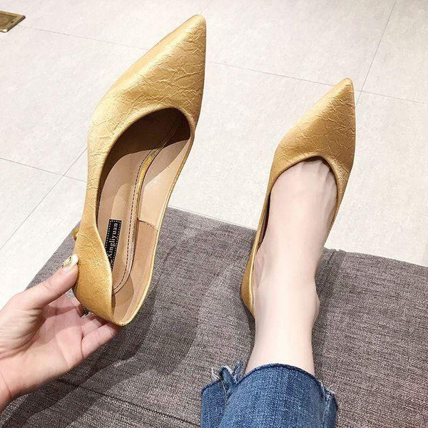 Unique V-shaped Upper Design Pointed-toe Kitten Heel Shoes