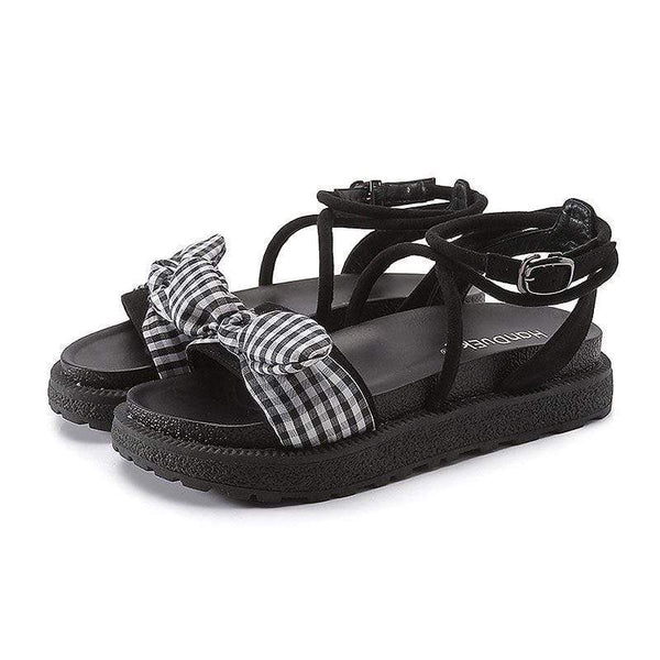 TIY Women Shoes Vintage Style Bowknot Design Buckle Strap Sandals Shoes TIY