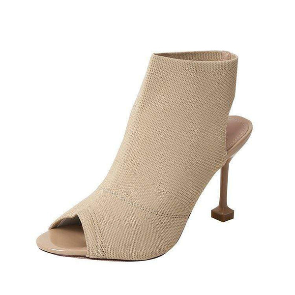 Women Sexy Solid Color Peep-toe Slingback Stiletto Shoes