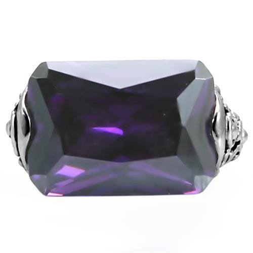 Vintage Rings TK015 Stainless Steel Ring with AAA Grade CZ in Amethyst