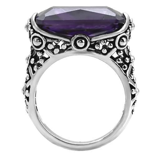 Vintage Rings TK015 Stainless Steel Ring with AAA Grade CZ in Amethyst