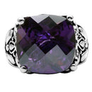 Vintage Rings TK016 Stainless Steel Ring with AAA Grade CZ in Amethyst