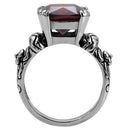 Vintage Rings TK018 Stainless Steel Ring with AAA Grade CZ in Garnet