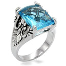 Vintage Rings TK021 Stainless Steel Ring with Synthetic in Sea Blue