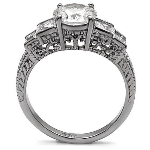 Vintage Rings TK057 Stainless Steel Ring with AAA Grade CZ