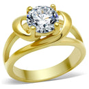 Gold Plated Rings TK066G Gold - Stainless Steel Ring with AAA Grade CZ